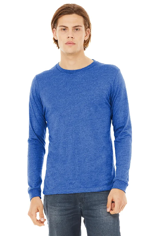 summer-ready short sleeve polo shirt -Bella + Canvas Mens Long Sleeve Crewneck T-Shirt - True Royal Blue