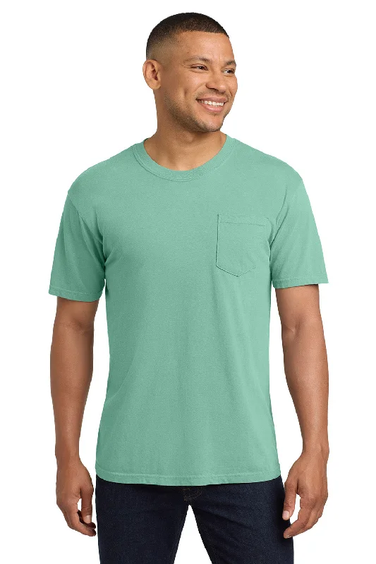 short sleeve v-neck shirt -Comfort Colors Mens Short Sleeve Crewneck T-Shirt w/ Pocket - Chalky Mint