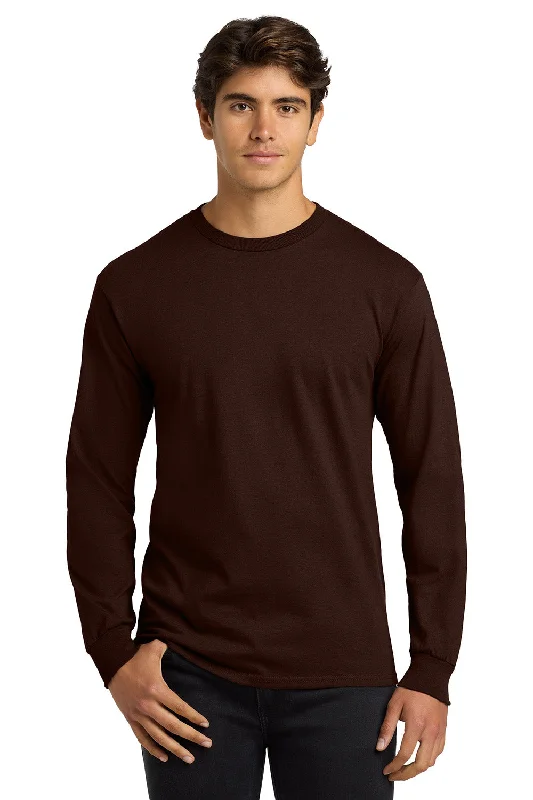 plain white short sleeve t-shirt -Gildan Mens Ultra Long Sleeve Crewneck T-Shirt - Dark Chocolate Brown