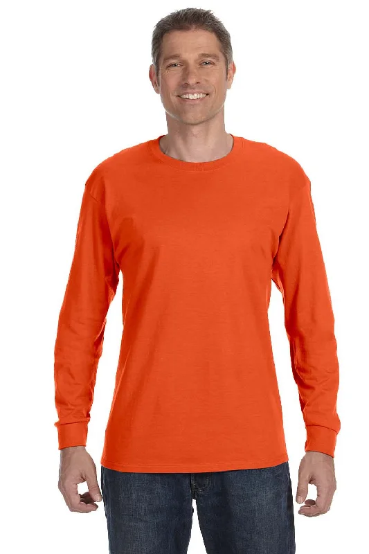 short sleeve t-shirt for men -Jerzees Mens Dri-Power Moisture Wicking Long Sleeve Crewneck T-Shirt - Burnt Orange