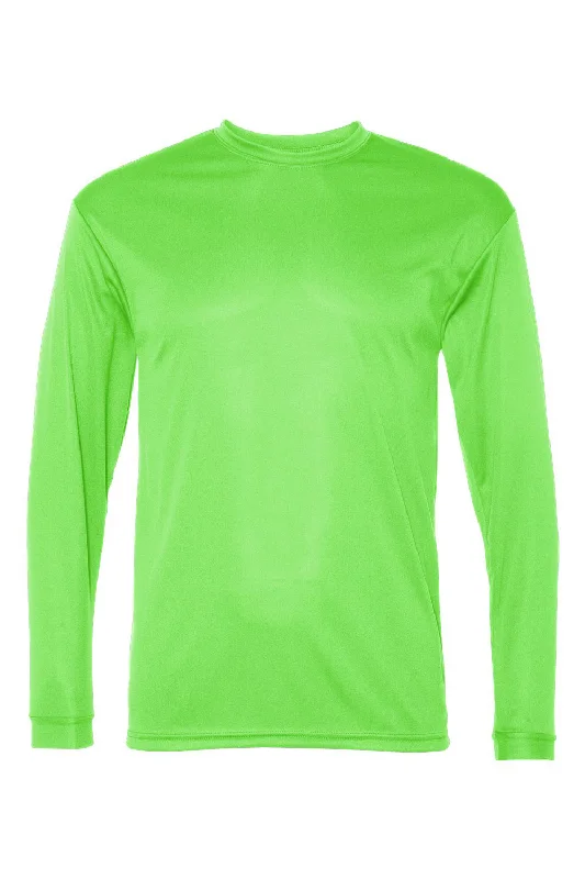 short sleeve t-shirt for women -C2 Sport Mens Performance Moisture Wicking Long Sleeve Crewneck T-Shirt - Lime Green