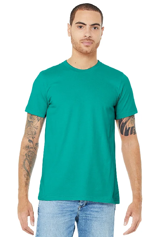 short sleeve t-shirt for outdoor activities -Bella + Canvas Mens Jersey Short Sleeve Crewneck T-Shirt - Teal Green