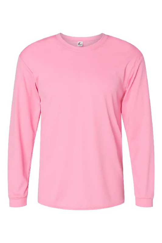 comfortable short sleeve t-shirt for kids -C2 Sport Mens Performance Moisture Wicking Long Sleeve Crewneck T-Shirt - Pink