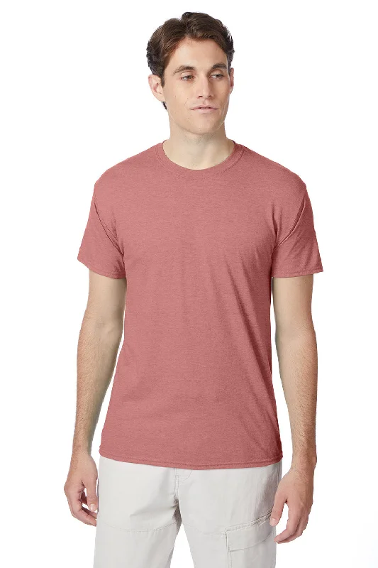 fashionable short sleeve shirt for teens -Hanes Mens X-Temp FreshIQ Moisture Wicking Short Sleeve Crewneck T-Shirt - Heather Mauve