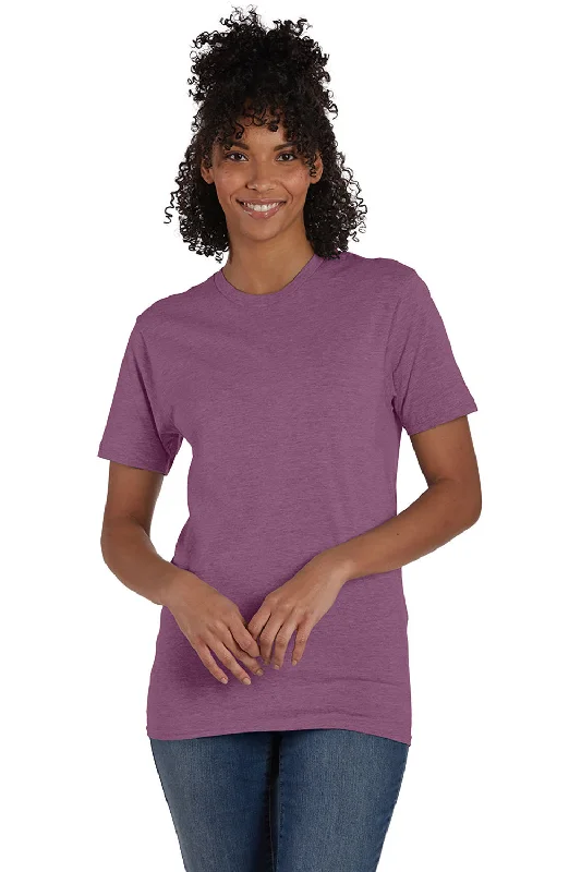 short sleeve sports t-shirt for gym -Hanes Mens Nano-T Short Sleeve Crewneck T-Shirt - Heather Purple Rain