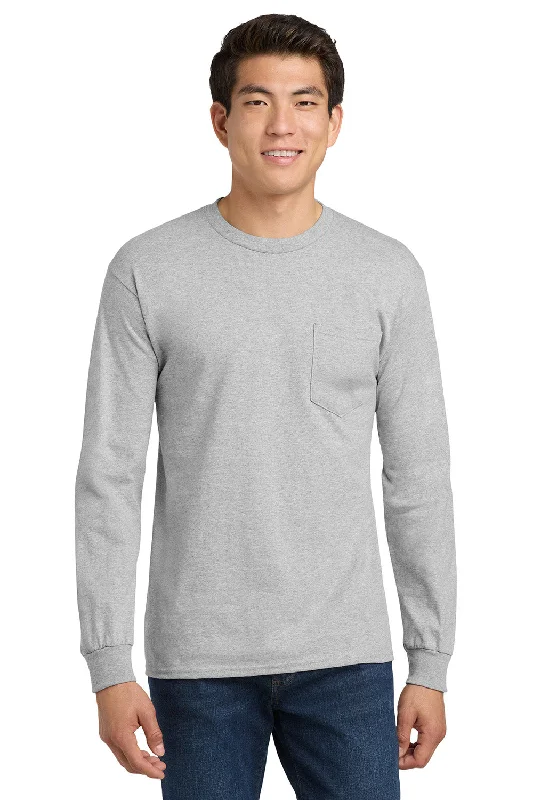 comfortable short sleeve shirt -Gildan Mens Ultra Long Sleeve Crewneck T-Shirt w/ Pocket - Sport Grey