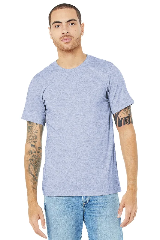 short sleeve t-shirt with fun prints -Bella + Canvas Mens Heather CVC Short Sleeve Crewneck T-Shirt - Heather Prism Blue