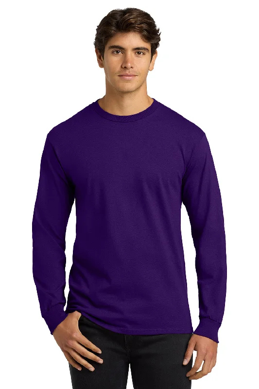 short sleeve cotton shirt with creative print -Gildan Mens Ultra Long Sleeve Crewneck T-Shirt - Purple