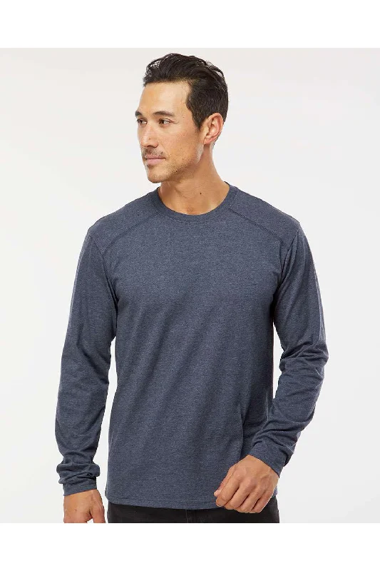 short sleeve shirt for running -Kastlfel Mens Recycled Soft Long Sleeve Crewneck T-Shirt - Midnight Blue