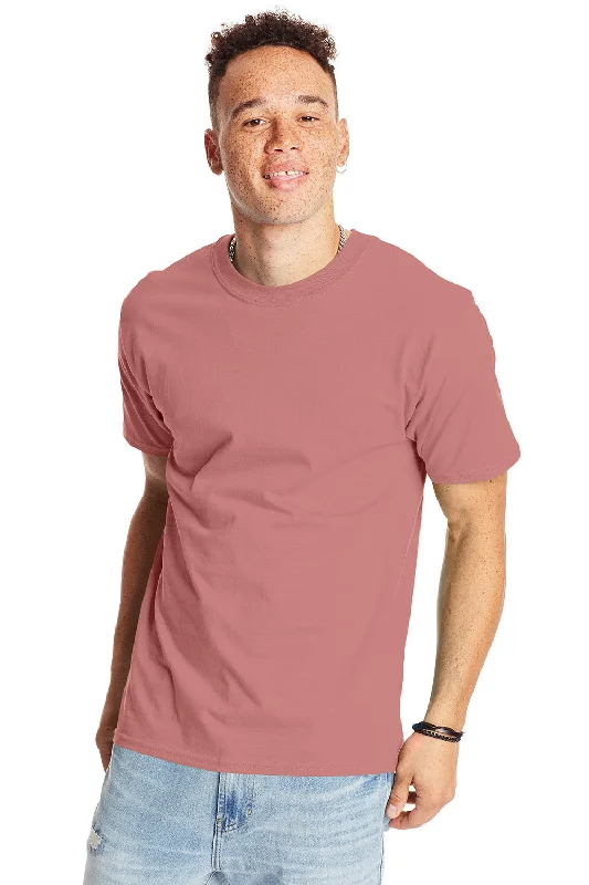 oversized short sleeve shirt -Hanes Mens Beefy-T Short Sleeve Crewneck T-Shirt - Mauve