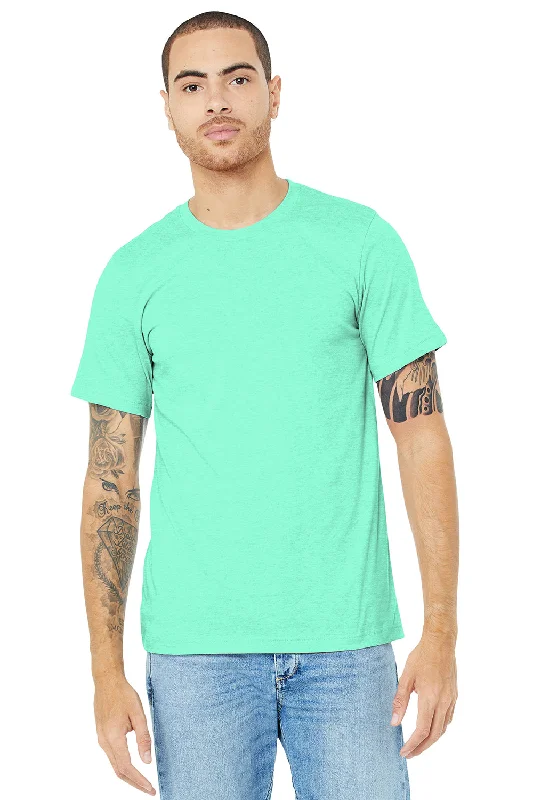 relaxed fit short sleeve t-shirt -Bella + Canvas Mens Heather CVC Short Sleeve Crewneck T-Shirt - Heather Mint Green