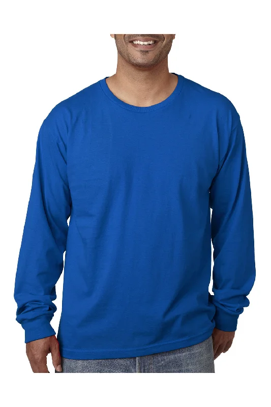 short sleeve performance t-shirt for sports -Bayside Mens USA Made Long Sleeve Crewneck T-Shirt - Royal Blue