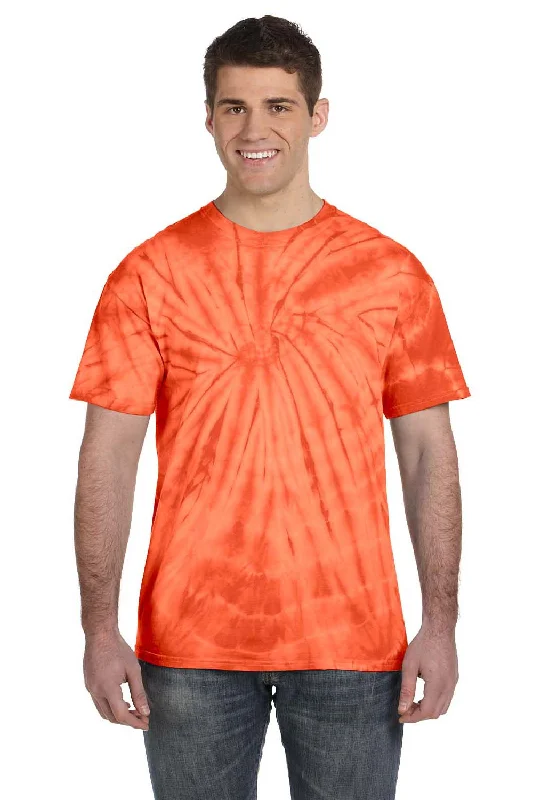 short sleeve t-shirt for cold weather layering -Tie-Dye Mens Short Sleeve Crewneck T-Shirt - Orange