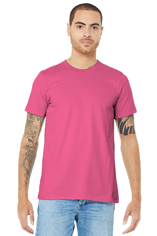 trendy short sleeve shirt for relaxed vibes -Bella + Canvas Mens Jersey Short Sleeve Crewneck T-Shirt - Charity Pink