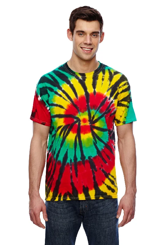 short sleeve shirt with animal designs -Tie-Dye Mens Short Sleeve Crewneck T-Shirt - Rasta Web