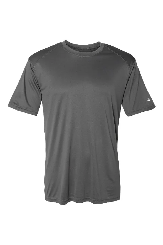 stylish short sleeve shirt for men -Badger Mens Ultimate SoftLock Moisture Wicking Short Sleeve Crewneck T-Shirt - Graphite Grey - Closeout