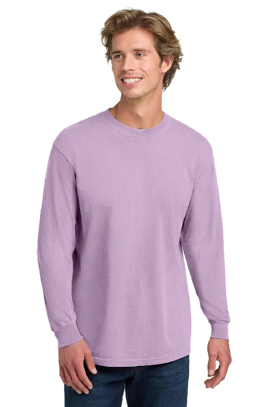 short sleeve shirts with fun prints -Comfort Colors Mens Long Sleeve Crewneck T-Shirt - Orchid Purple