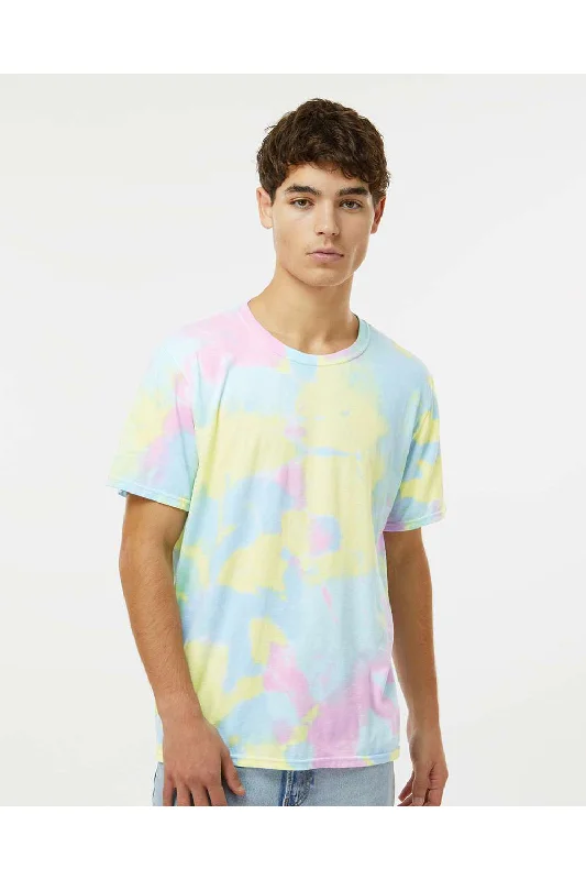 trendy short sleeve shirt for kids -Dyenomite Mens Dream Tie Dyed Short Sleeve Crewneck T-Shirt - Pastel Rainbow