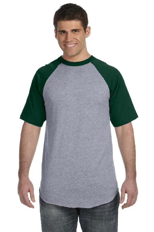 simple and elegant short sleeve t-shirt -Augusta Sportswear Mens Short Sleeve Crewneck T-Shirt - Heather Grey/Dark Green