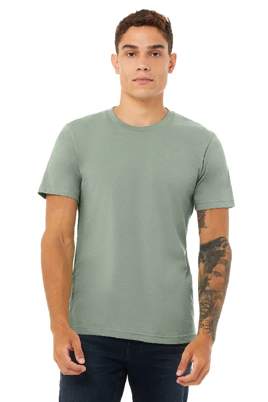 short sleeve cotton shirt for women -Bella + Canvas Mens Heather CVC Short Sleeve Crewneck T-Shirt - Heather Sage Green