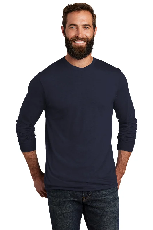 men’s stylish short sleeve t-shirt for gym -Allmade Mens Long Sleeve Crewneck T-Shirt - Night Sky Navy Blue