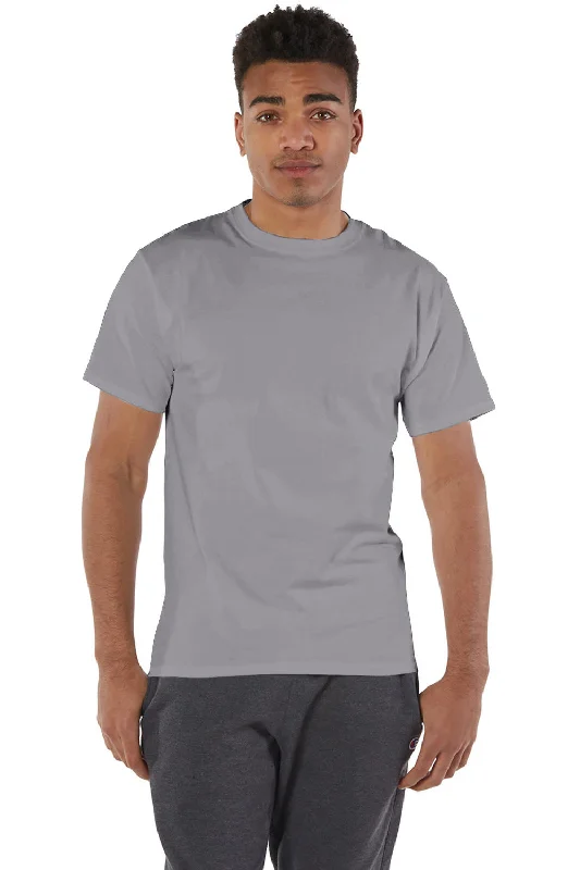 stylish graphic short sleeve t-shirt for men -Champion Mens Short Sleeve Crewneck T-Shirt - Stone Grey