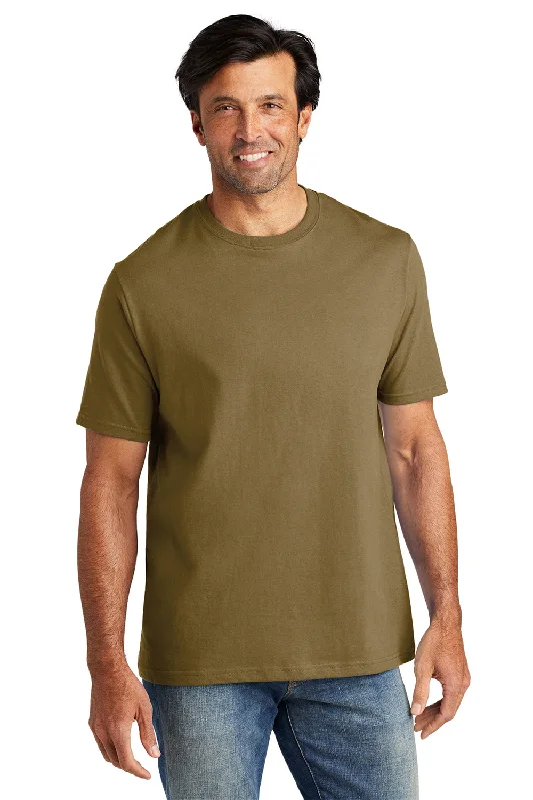 short sleeve printed polo shirt for men -Volunteer Knitwear Mens USA Made All American Short Sleeve Crewneck T-Shirt - Coyote Brown