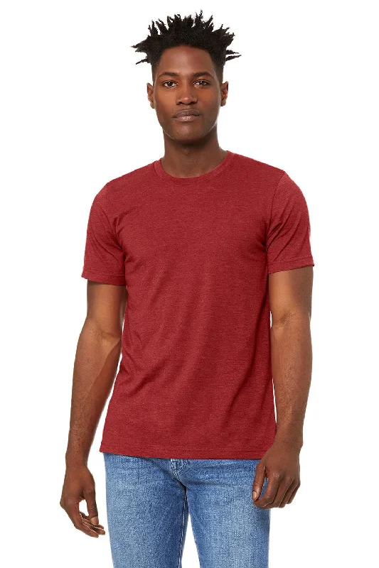 short sleeve t-shirt with bright colors -Bella + Canvas Mens Heather CVC Short Sleeve Crewneck T-Shirt - Heather Canvas Red