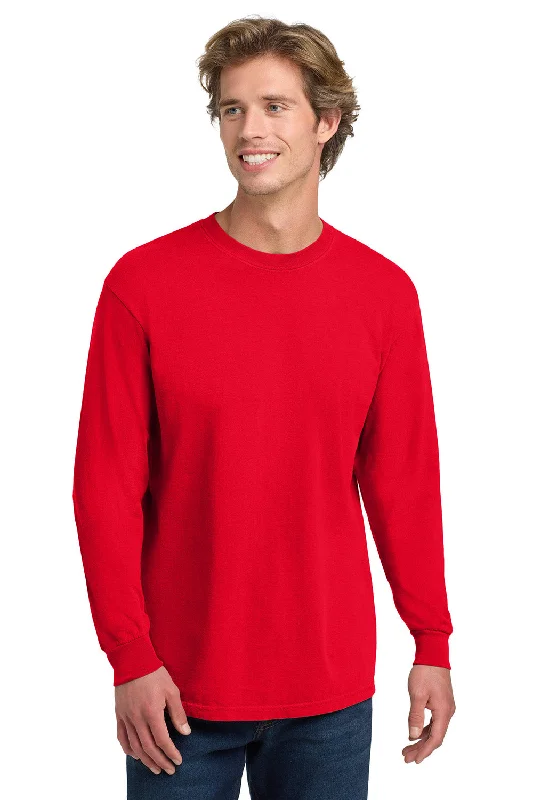 short sleeve t-shirt for running activities -Comfort Colors Mens Long Sleeve Crewneck T-Shirt - Red