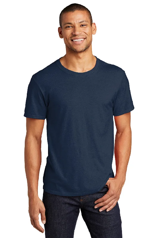 lightweight short sleeve workout shirt -Jerzees Mens Premium Blend Moisture Wicking Short Sleeve Crewneck T-Shirt - Navy Blue