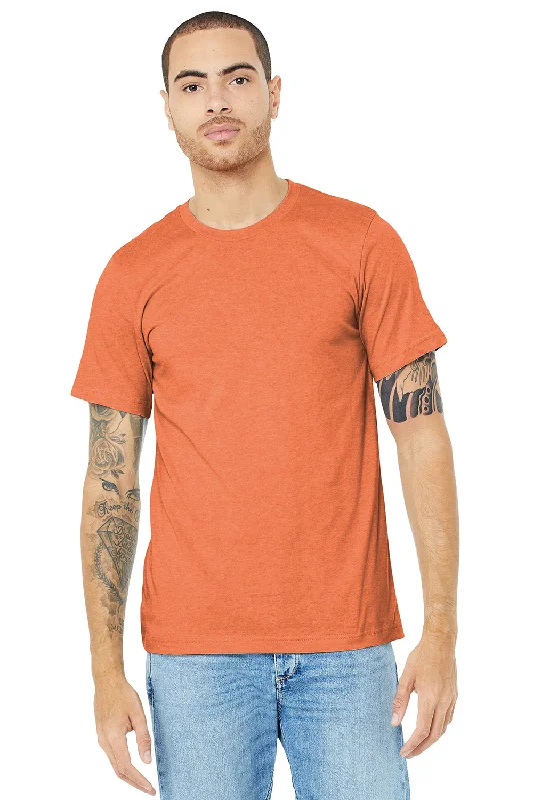 comfortable short sleeve t-shirt for lounging -Bella + Canvas Mens Heather CVC Short Sleeve Crewneck T-Shirt - Heather Orange