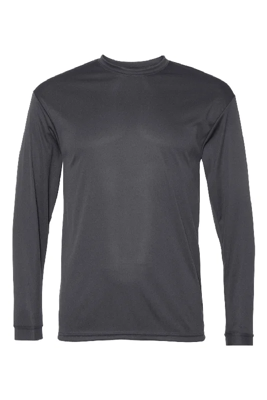 casual short sleeve shirt for men -C2 Sport Mens Performance Moisture Wicking Long Sleeve Crewneck T-Shirt - Graphite Grey