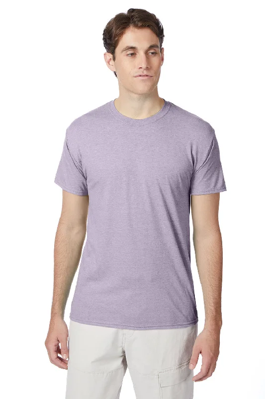 trendy short sleeve athletic shirt -Hanes Mens X-Temp FreshIQ Moisture Wicking Short Sleeve Crewneck T-Shirt - Heather Pale Violet Purple