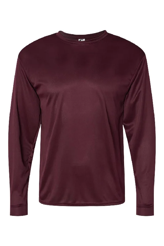 short sleeve thermal t-shirt for winter -C2 Sport Mens Performance Moisture Wicking Long Sleeve Crewneck T-Shirt - Maroon