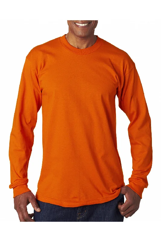 high-quality short sleeve polo shirt -Bayside Mens USA Made Long Sleeve Crewneck T-Shirt - Bright Orange