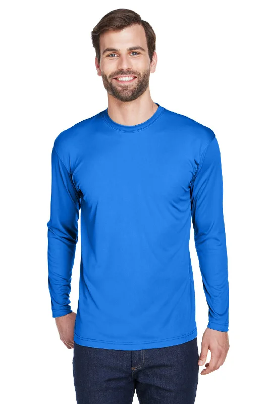 trendy short sleeve blouse for women -UltraClub Mens Cool & Dry Performance Moisture Wicking Long Sleeve Crewneck T-Shirt - Royal Blue