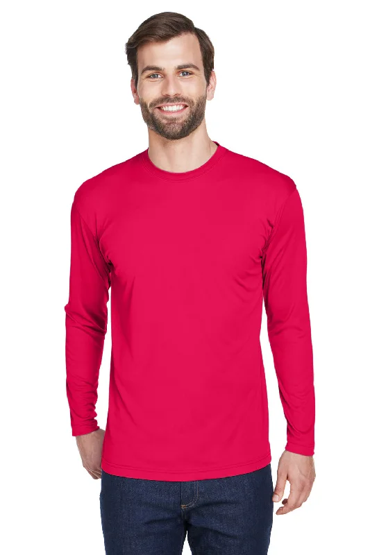 short sleeve tie-dye t-shirt -UltraClub Mens Cool & Dry Performance Moisture Wicking Long Sleeve Crewneck T-Shirt - Red