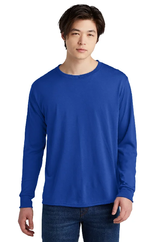 slim fit short sleeve polo shirt for men -Jerzees Mens Dri-Power Moisture Wicking Long Sleeve Crewneck T-Shirt - Royal Blue