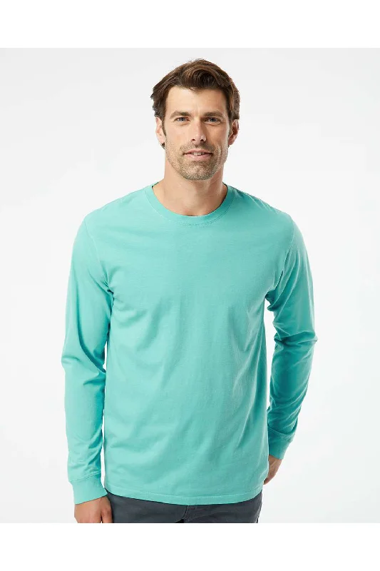 short sleeve t-shirt with unique designs -SoftShirts Mens Organic Long Sleeve Crewneck T-Shirt - Seafoam Green