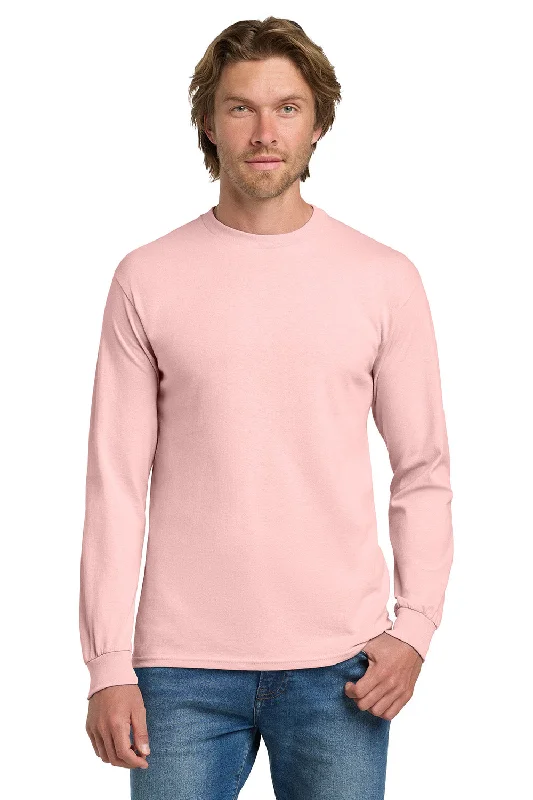 high-quality short sleeve polo for men -Gildan Mens Long Sleeve Crewneck T-Shirt - Light Pink