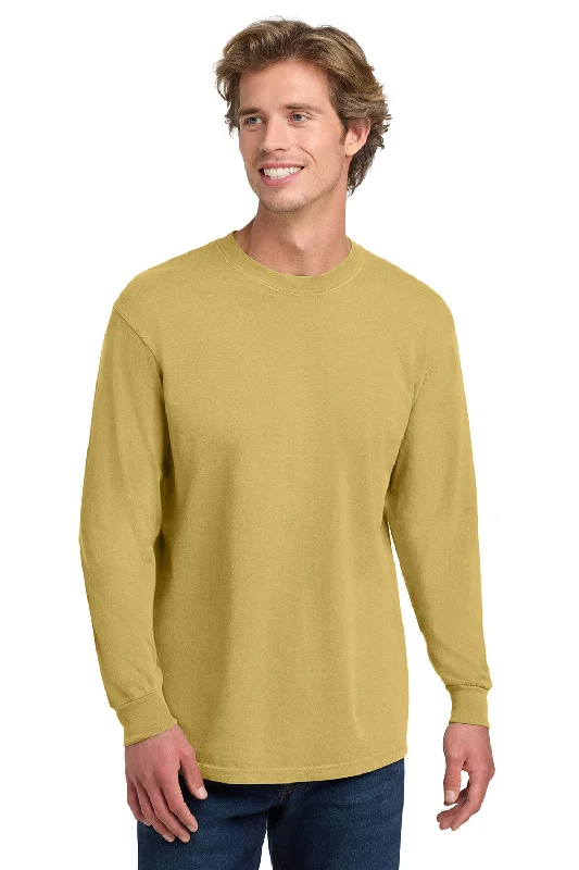 short sleeve t-shirt for beach -Comfort Colors Mens Long Sleeve Crewneck T-Shirt - Mustard Yellow