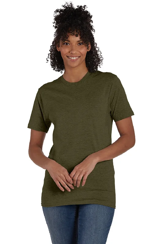 premium short sleeve shirt for travel -Hanes Mens Nano-T Short Sleeve Crewneck T-Shirt - Heather Military Green