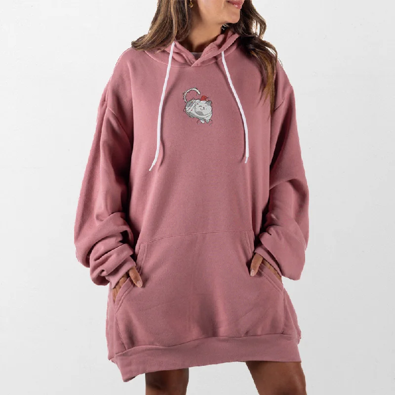 hoodie with light, breathable fabric -Christmas Kitty Giant Hoodie