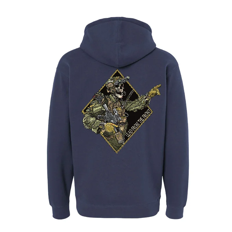 hoodie with vintage graphics -Lead From The Front Hoodie