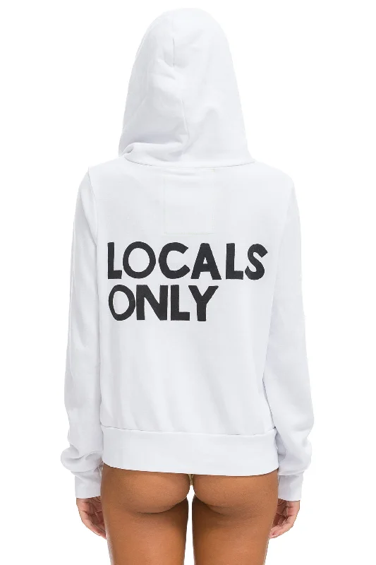 hoodie with modern cut and design -LOCALS ONLY HOODIE - WHITE