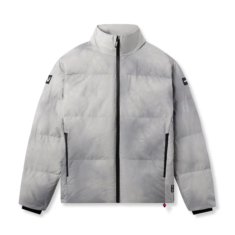 warm puffer jacket for winter adventures-0900. PrimaLoft® Weather-Ready Puffer Jacket - Grey "Wave Dye"