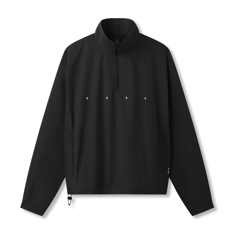 winter parka for windy weather-0970. Ripstop Quarter Zip Jacket - Black