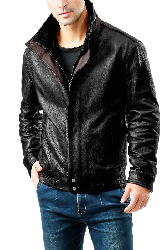 comfortable fleece jacket for men-BGSD Men Brandon New Zealand Lambskin Leather Bomber Jacket