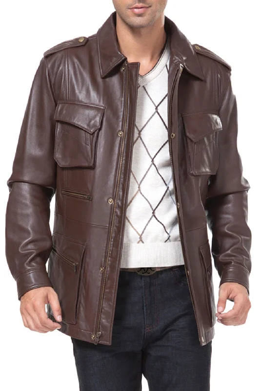 cozy puffer jacket with pockets-BGSD Men Heritage New Zealand Lambskin Leather Trench Coat