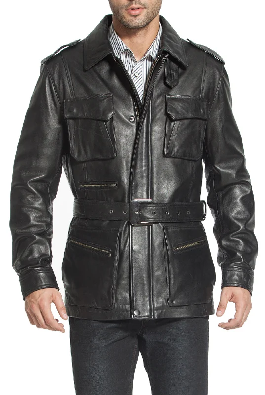 men’s breathable winter jacket-BGSD Men Heritage New Zealand Lambskin Leather Trench Coat